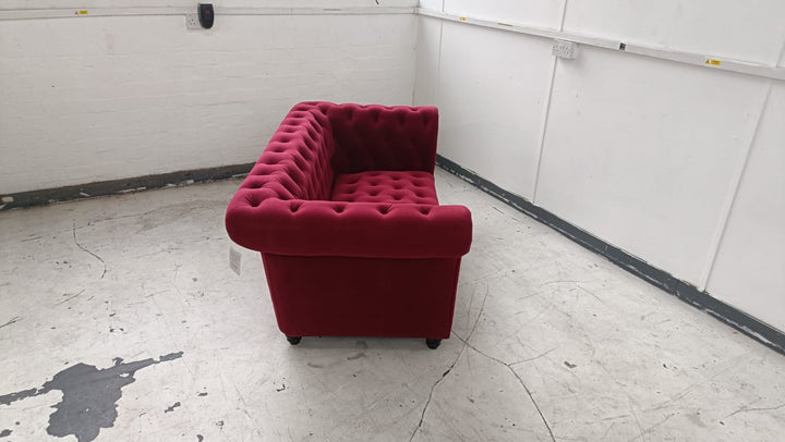 2 Seater Sofa Red Velvet - W 177 cm x D 90 cm x H 73 cm