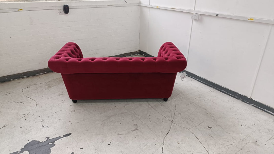 2 Seater Sofa Red Velvet - W 177 cm x D 90 cm x H 73 cm