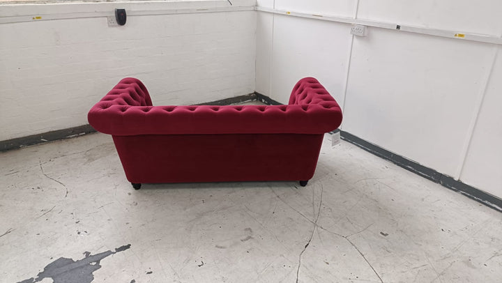 2 Seater Sofa Red Velvet - W 177 cm x D 90 cm x H 73 cm