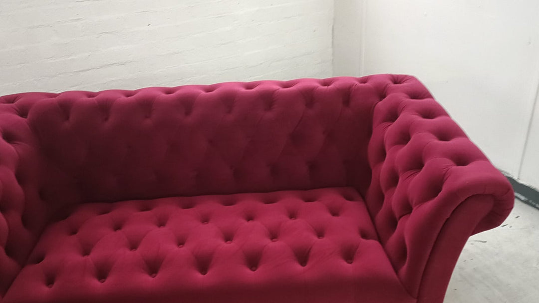 2 Seater Sofa Red Velvet - W 177 cm x D 90 cm x H 73 cm