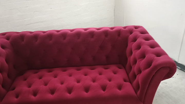 2 Seater Sofa Red Velvet - W 177 cm x D 90 cm x H 73 cm