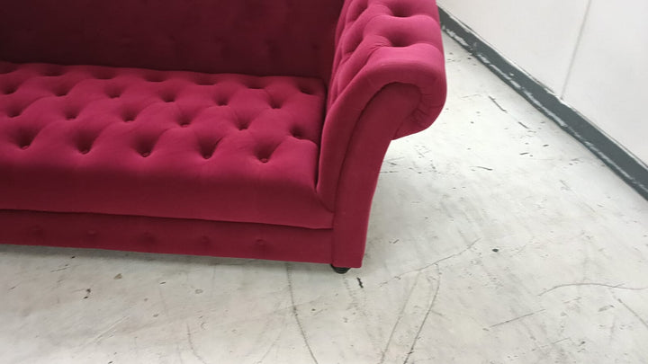 2 Seater Sofa Red Velvet - W 177 cm x D 90 cm x H 73 cm
