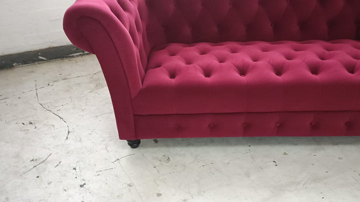2 Seater Sofa Red Velvet - W 177 cm x D 90 cm x H 73 cm