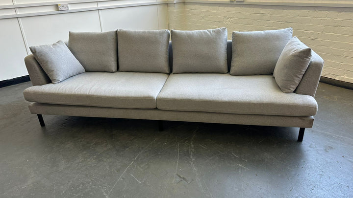 4 Seater Sofa Grey Linen Fabric - W 265 cm x D 95 cm x H 85 cm