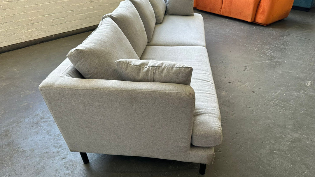 4 Seater Sofa Grey Linen Fabric - W 265 cm x D 95 cm x H 85 cm