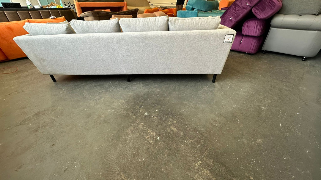 4 Seater Sofa Grey Linen Fabric - W 265 cm x D 95 cm x H 85 cm