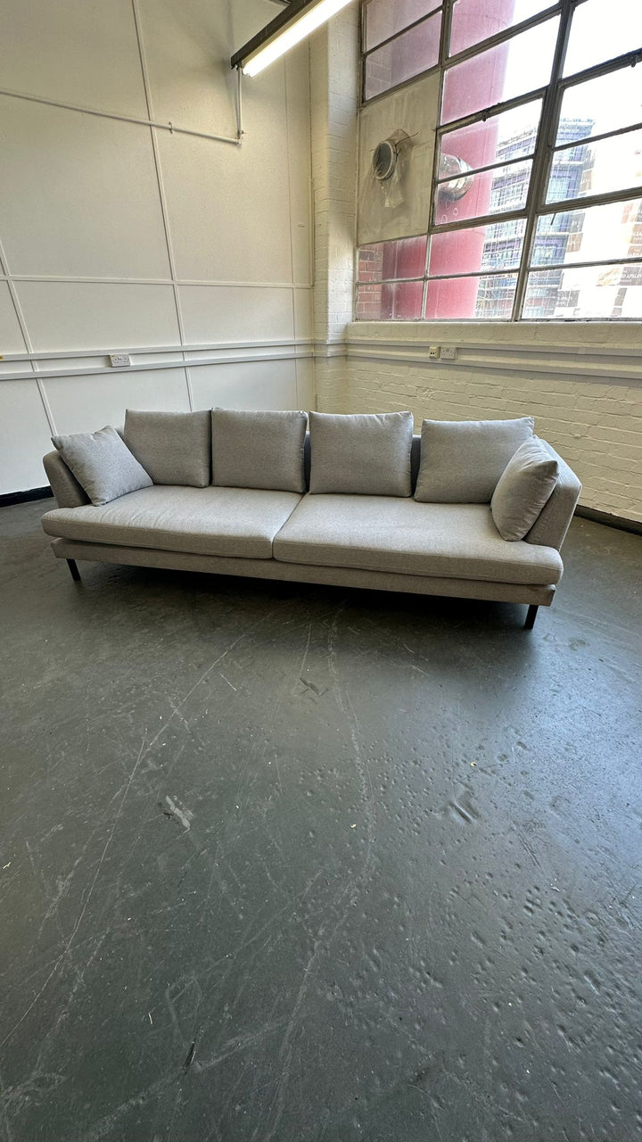 4 Seater Sofa Grey Linen Fabric - W 265 cm x D 95 cm x H 85 cm