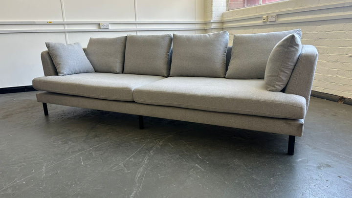 4 Seater Sofa Grey Linen Fabric - W 265 cm x D 95 cm x H 85 cm