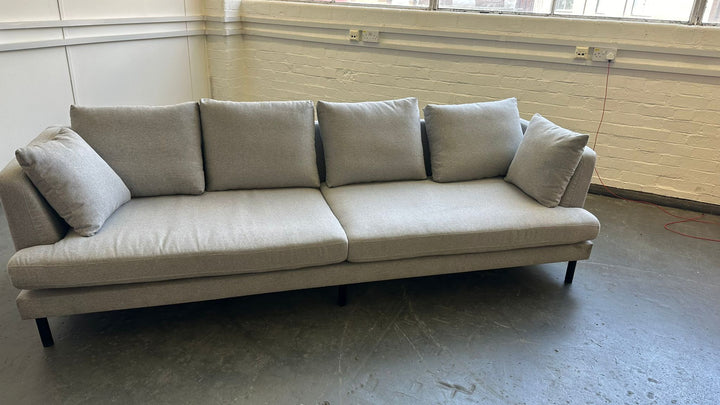 4 Seater Sofa Grey Linen Fabric - W 265 cm x D 95 cm x H 85 cm
