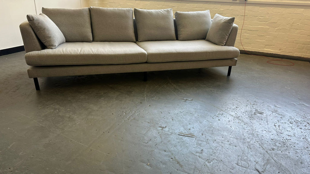 4 Seater Sofa Grey Linen Fabric - W 265 cm x D 95 cm x H 85 cm