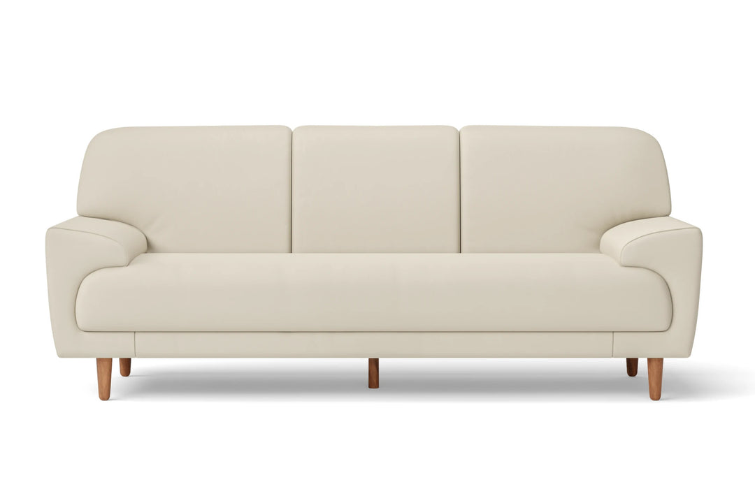 3 Seater Sofa Cream Leather - W 208 cm x D 80 cm x H 85 cm