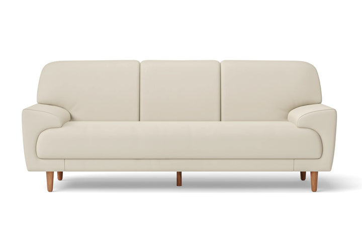 3 Seater Sofa Cream Leather - W 208 cm x D 80 cm x H 85 cm