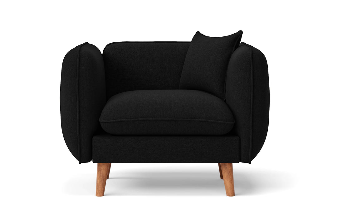 Armchair Black Linen Fabric - W 91 cm x D 81 cm x H 75 cm