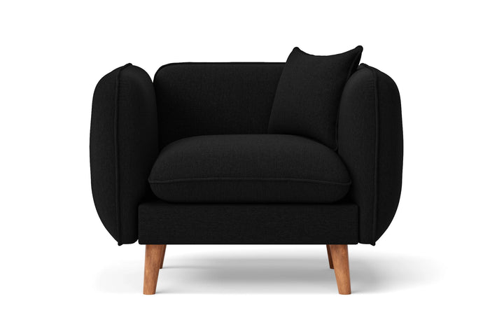 Armchair Black Linen Fabric - W 91 cm x D 81 cm x H 75 cm