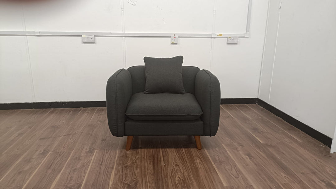 Armchair Black Linen Fabric - W 91 cm x D 81 cm x H 75 cm