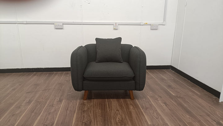 Armchair Black Linen Fabric - W 91 cm x D 81 cm x H 75 cm