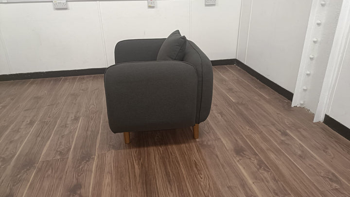 Armchair Black Linen Fabric - W 91 cm x D 81 cm x H 75 cm