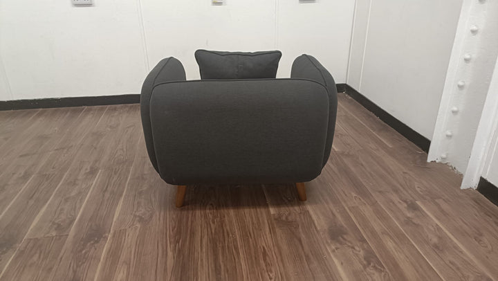 Armchair Black Linen Fabric - W 91 cm x D 81 cm x H 75 cm