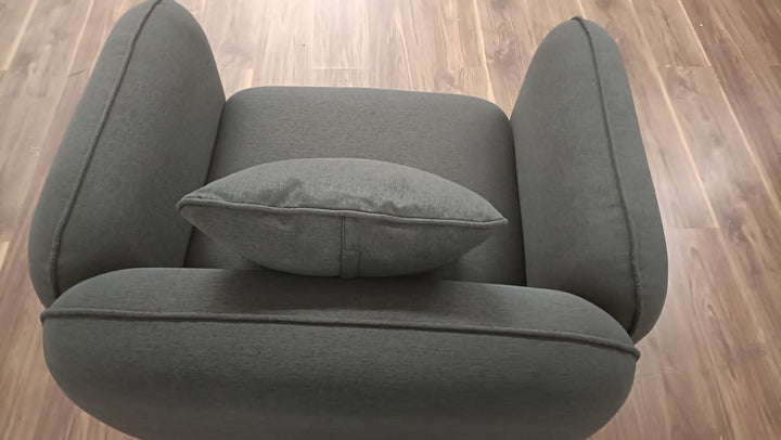 Armchair Black Linen Fabric - W 91 cm x D 81 cm x H 75 cm