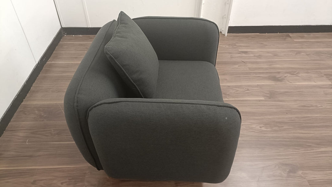 Armchair Black Linen Fabric - W 91 cm x D 81 cm x H 75 cm