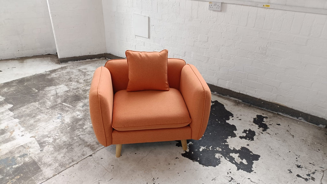 Armchair Orange Linen Fabric - W 91 cm x D 81 cm x H 75 cm