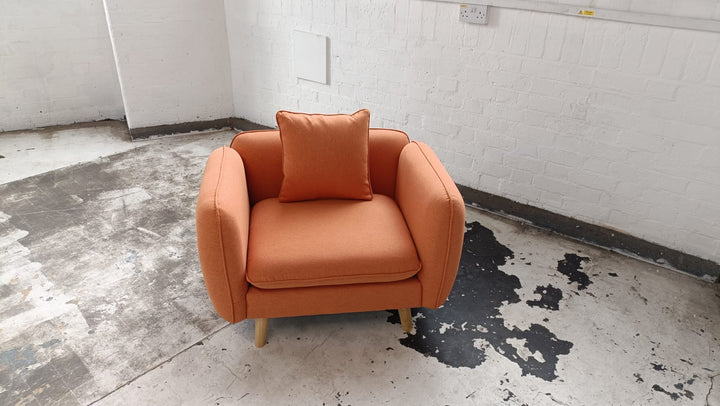 Armchair Orange Linen Fabric - W 91 cm x D 81 cm x H 75 cm