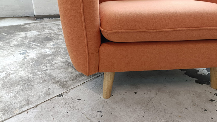 Armchair Orange Linen Fabric - W 91 cm x D 81 cm x H 75 cm