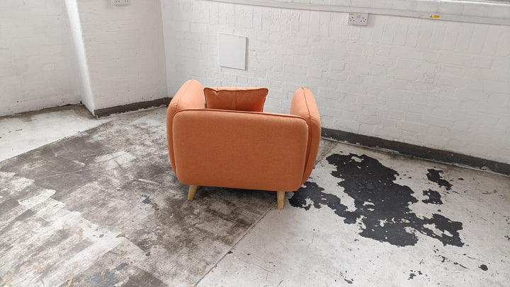 Armchair Orange Linen Fabric - W 91 cm x D 81 cm x H 75 cm