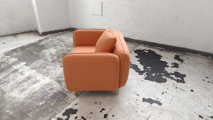 Armchair Orange Linen Fabric - W 91 cm x D 81 cm x H 75 cm