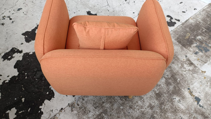 Armchair Orange Linen Fabric - W 91 cm x D 81 cm x H 75 cm