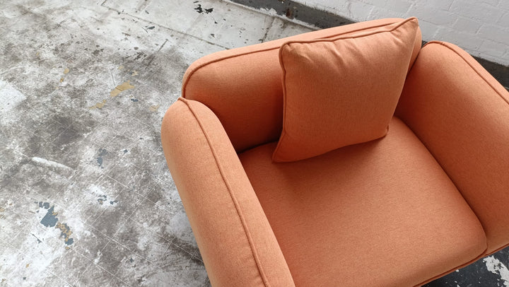 Armchair Orange Linen Fabric - W 91 cm x D 81 cm x H 75 cm