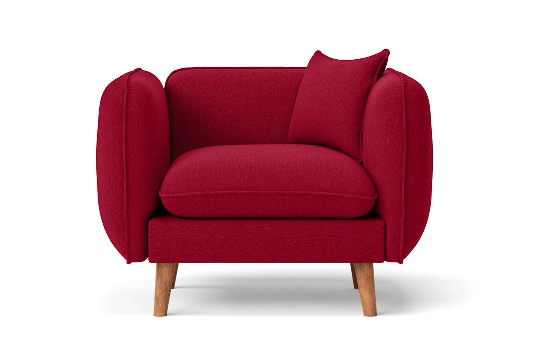 Armchair Red Linen Fabric - W 91 cm x D 81 cm x H 75 cm