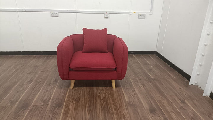 Armchair Red Linen Fabric - W 91 cm x D 81 cm x H 75 cm