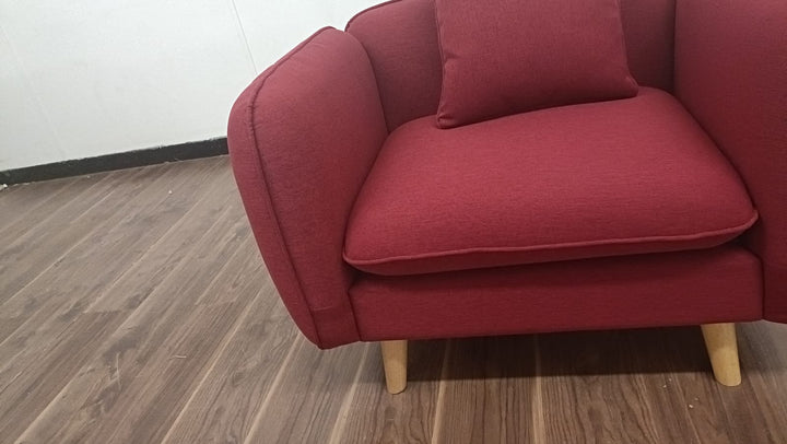 Armchair Red Linen Fabric - W 91 cm x D 81 cm x H 75 cm