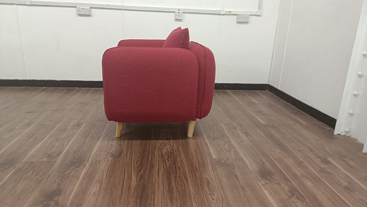 Armchair Red Linen Fabric - W 91 cm x D 81 cm x H 75 cm