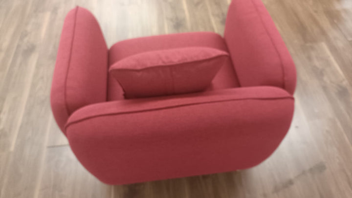 Armchair Red Linen Fabric - W 91 cm x D 81 cm x H 75 cm