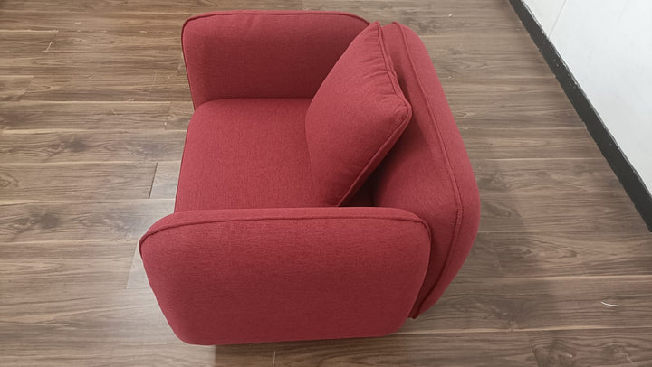 Armchair Red Linen Fabric - W 91 cm x D 81 cm x H 75 cm