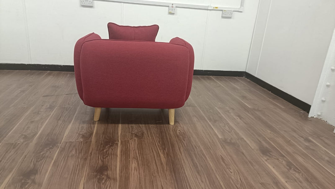 Armchair Red Linen Fabric - W 91 cm x D 81 cm x H 75 cm
