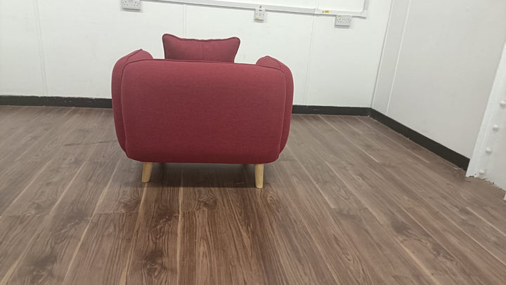 Armchair Red Linen Fabric - W 91 cm x D 81 cm x H 75 cm
