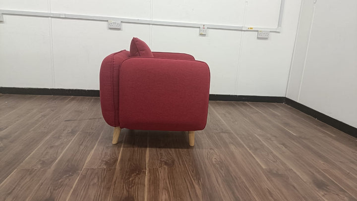 Armchair Red Linen Fabric - W 91 cm x D 81 cm x H 75 cm