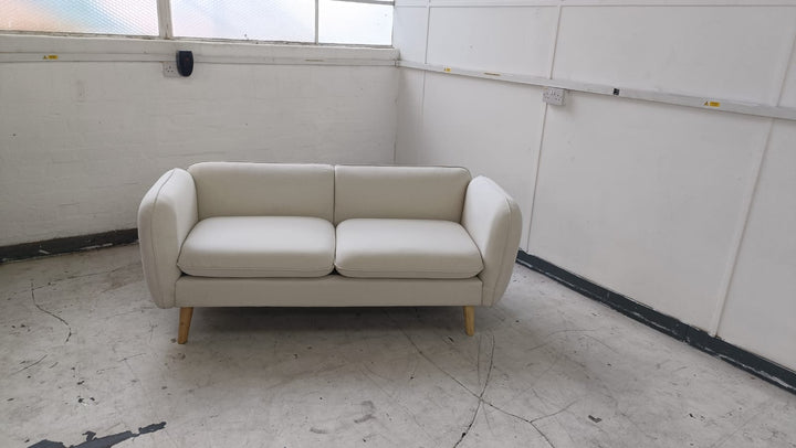 2 Seater Sofa Cream Linen Fabric - W 154 cm x D 81 cm x H 75 cm