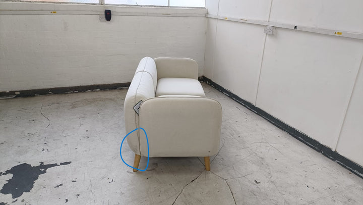 2 Seater Sofa Cream Linen Fabric - W 154 cm x D 81 cm x H 75 cm
