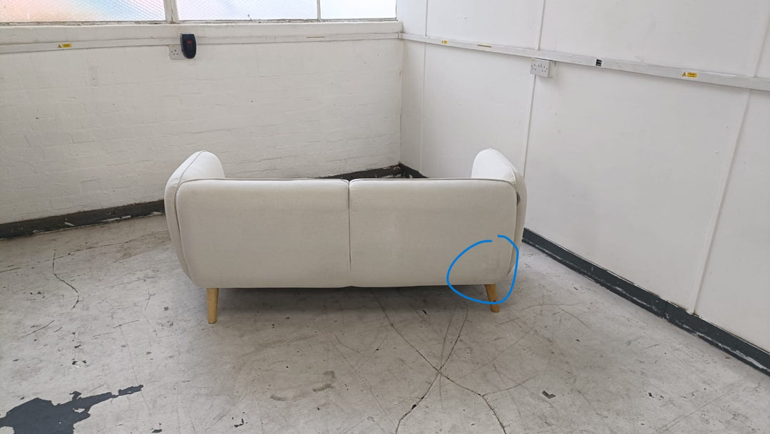 2 Seater Sofa Cream Linen Fabric - W 154 cm x D 81 cm x H 75 cm