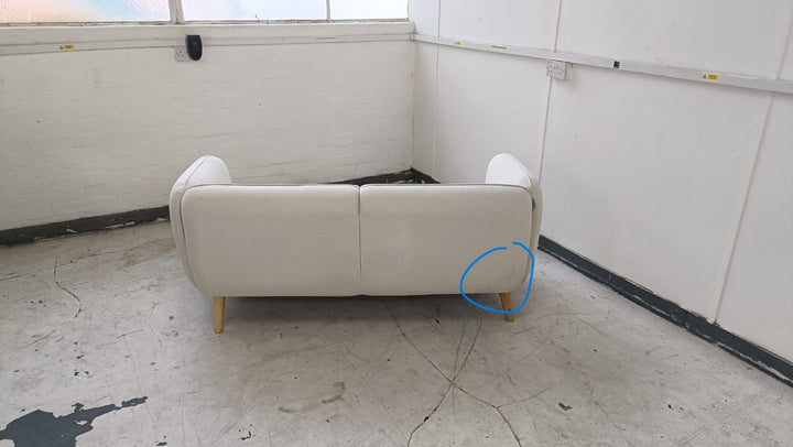 2 Seater Sofa Cream Linen Fabric - W 154 cm x D 81 cm x H 75 cm