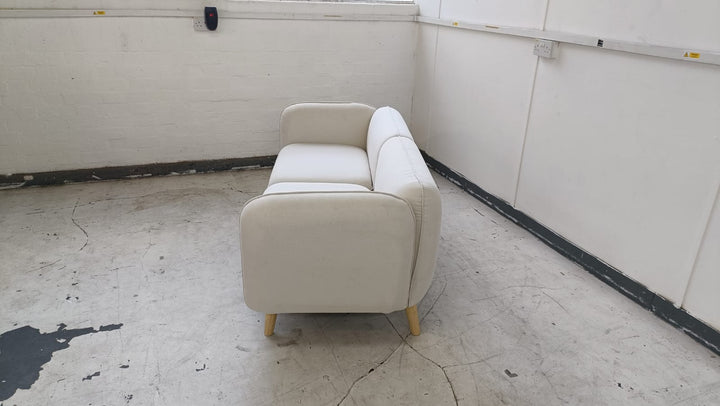 2 Seater Sofa Cream Linen Fabric - W 154 cm x D 81 cm x H 75 cm