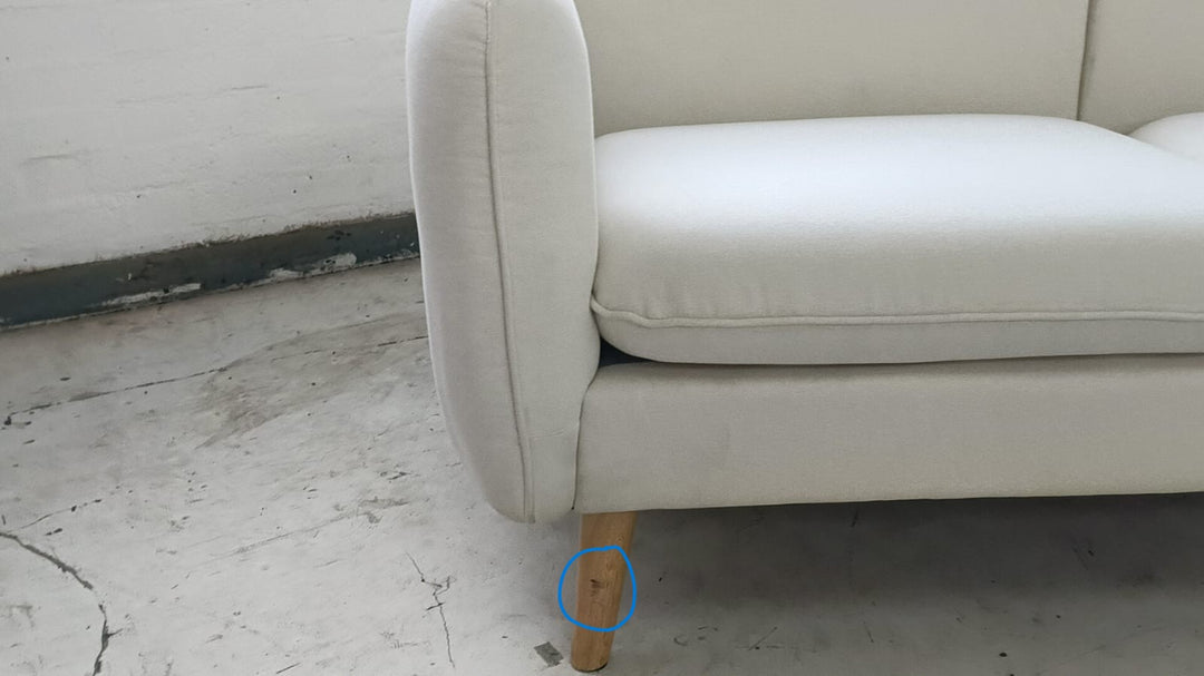 2 Seater Sofa Cream Linen Fabric - W 154 cm x D 81 cm x H 75 cm