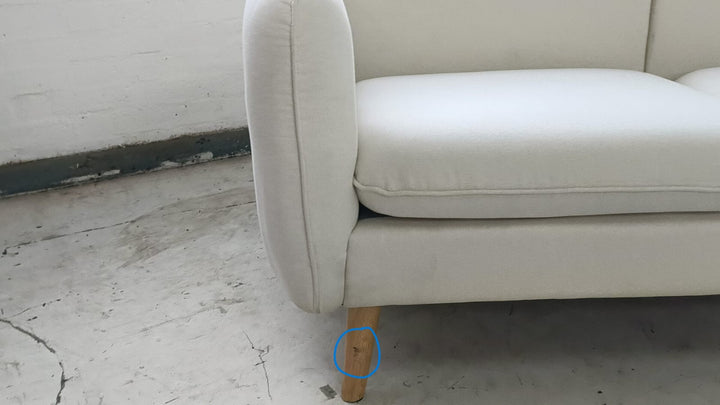 2 Seater Sofa Cream Linen Fabric - W 154 cm x D 81 cm x H 75 cm