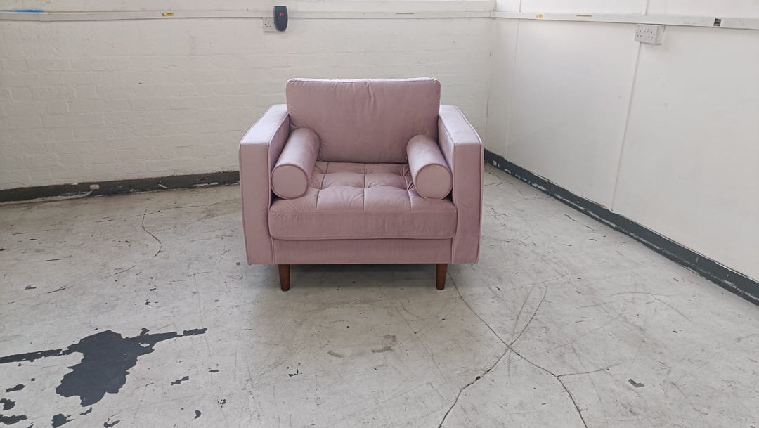 Armchair Pink Velvet - W 92 cm x D 92 cm x H 88 cm