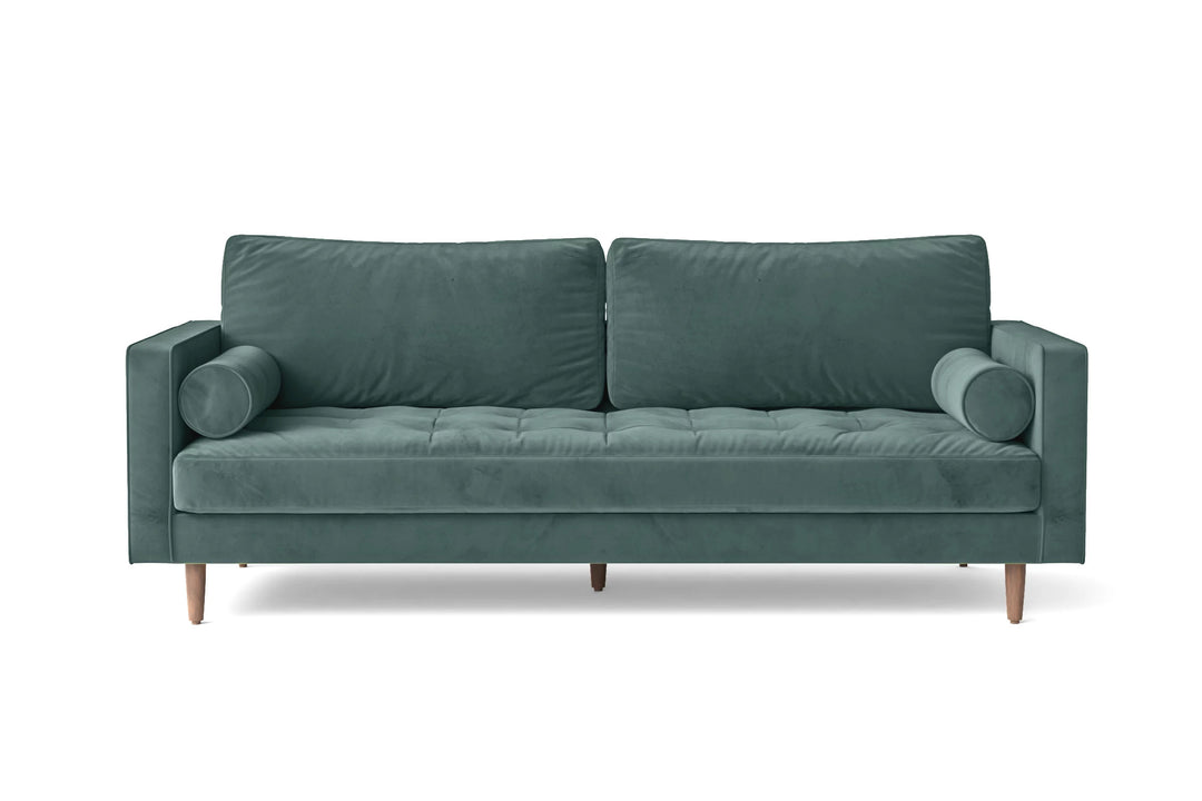 2 Seater Sofa Teal Velvet - W 164 cm x D 92 cm x H 88 cm