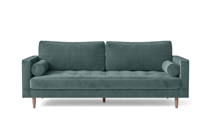 2 Seater Sofa Teal Velvet - W 164 cm x D 92 cm x H 88 cm